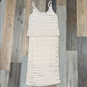 Blu Pepper Crochet crop top and Midi Skirt set